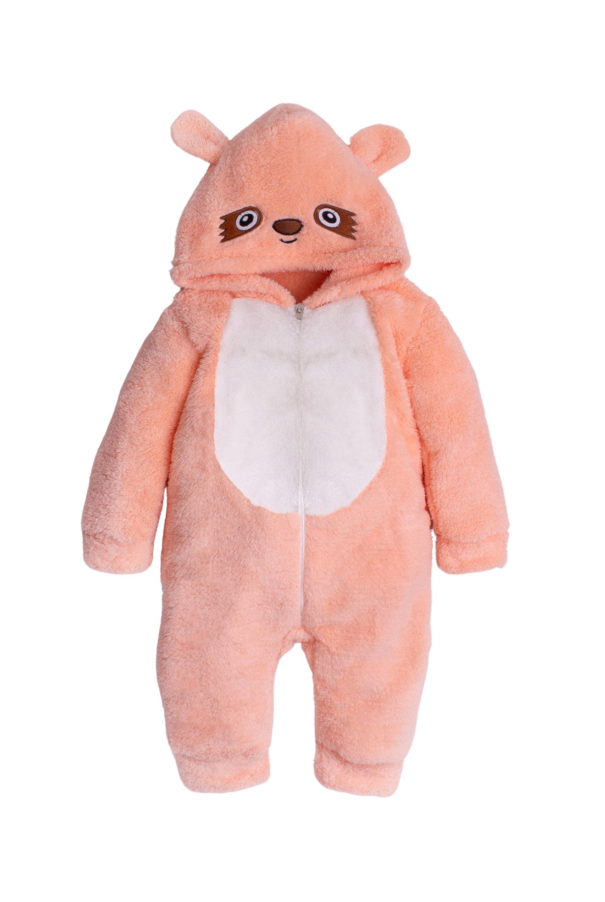 Kız Bebek Peluş Kulaklı Hayvan Figürlü Fermuarlı Kışlık Tulum 0-12 Ay